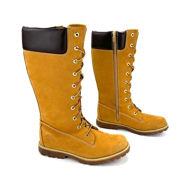 Timberland Asphalt Trail Girls Yellow Lace-Up Tall Boot Sz 5 Leather Waterproof - Picture 2 of 13